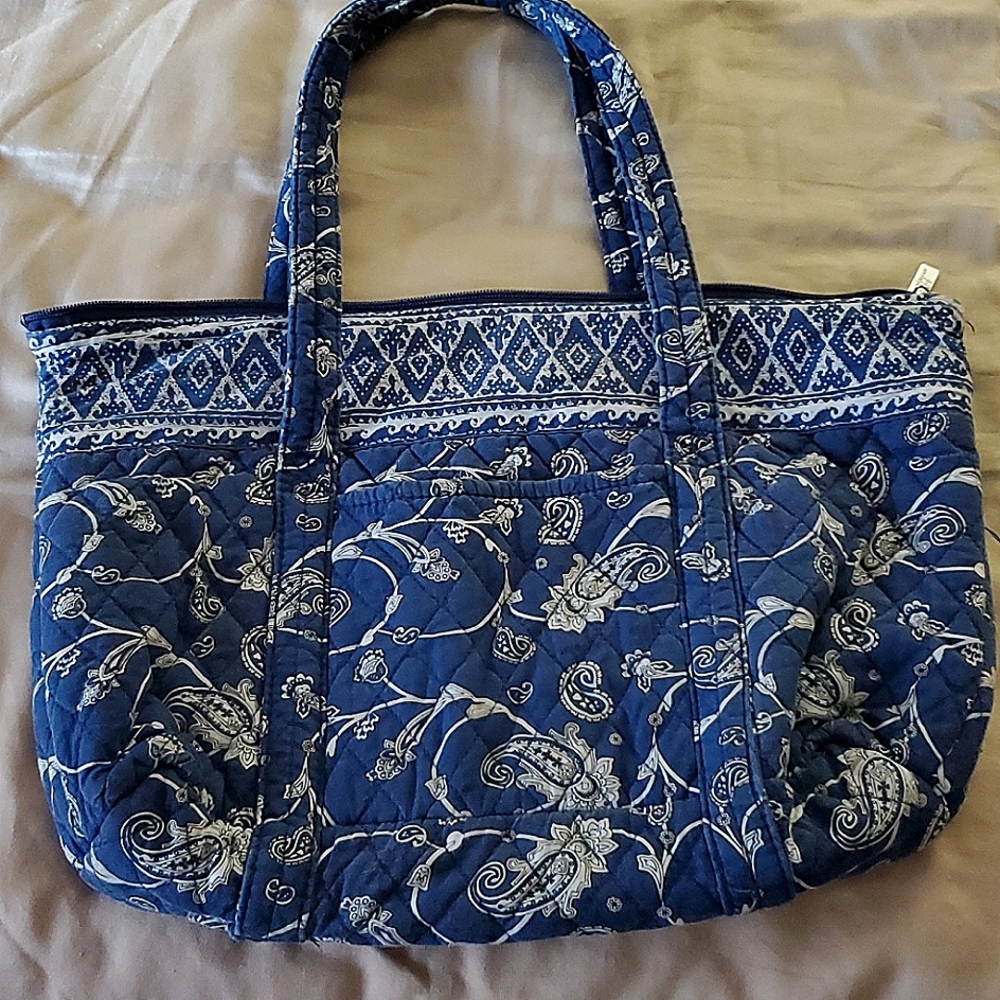 Americana blue paisley tote